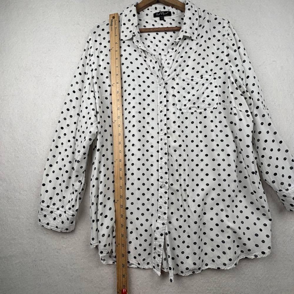 Velvet Heart Button Down Shirt Womens 2X Polka Dot Roll Tab Relaxed - Picture 5 of 6